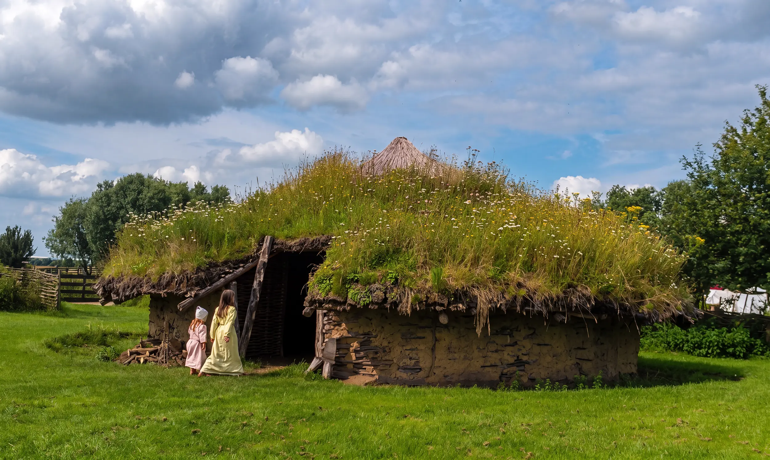 A reconstructed roundhouse at Flag Fen Archaeology Park